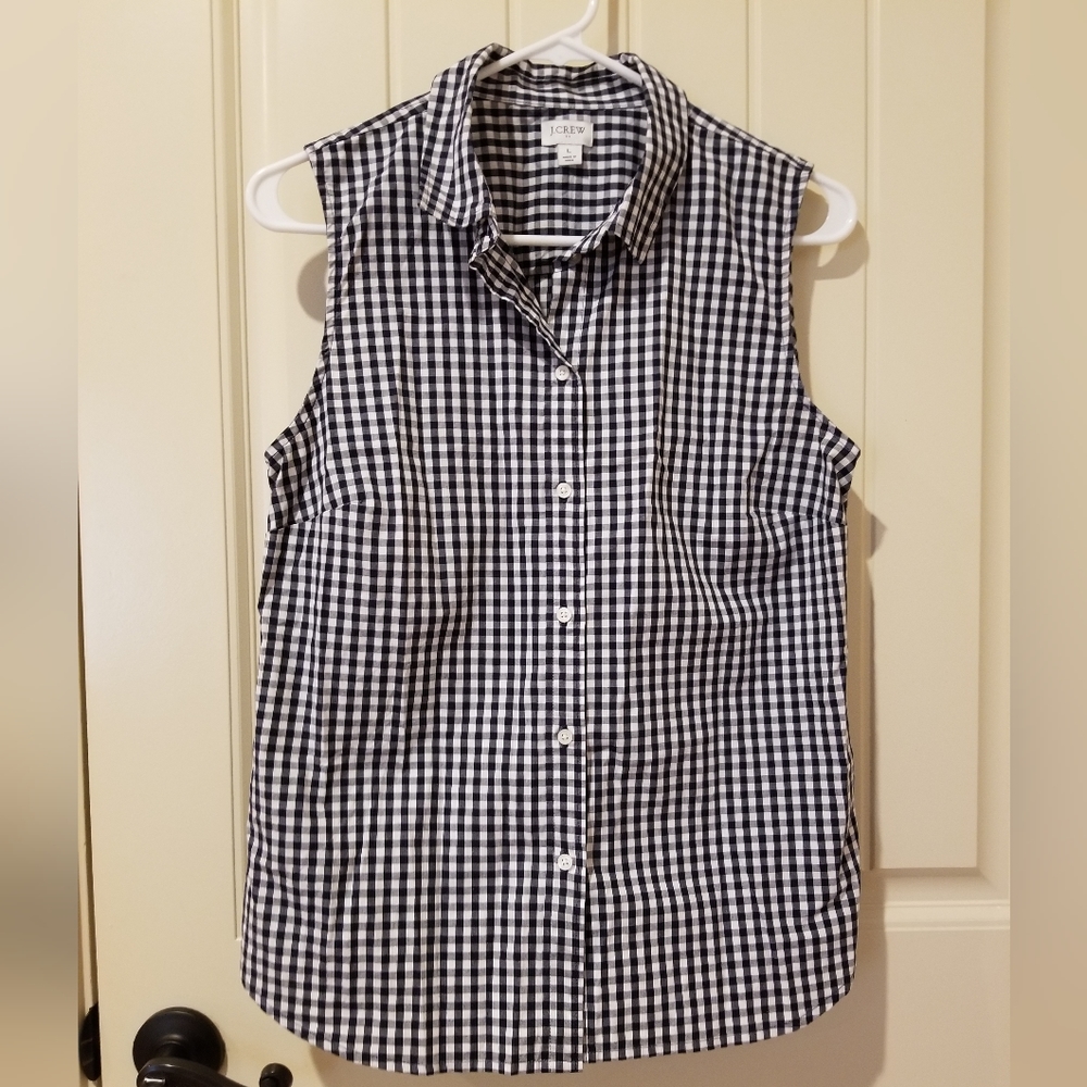 J. Crew Gingham Button Down Blouse